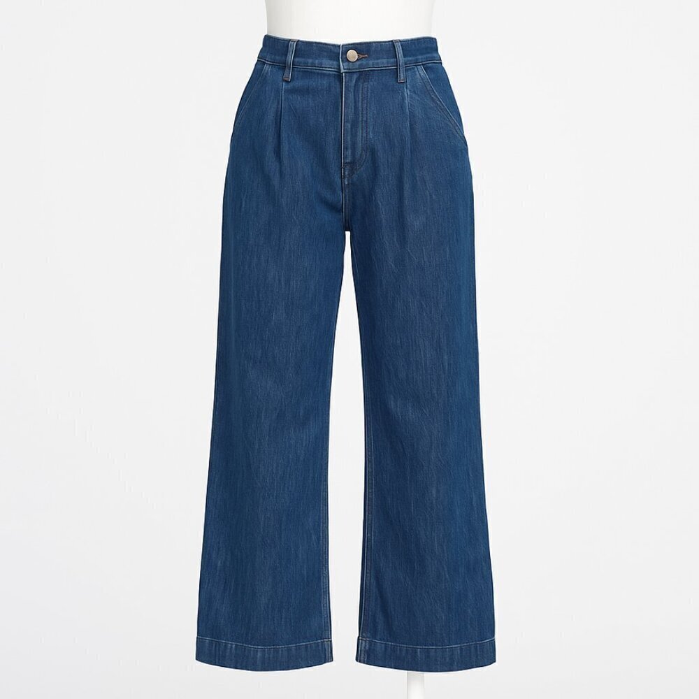 J.Crew Women’s Wide Leg Jeans Size 32 Medium Wash Denim Cotton Blend Style BL905